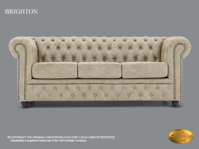 Canapé Chesterfield 2 places 150cm marron antique avec boutons et ressorts