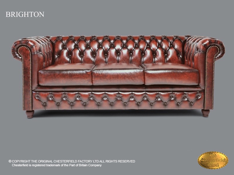 Chesterfield Classic | 3 zits bank Brighton | Antiek Bruin